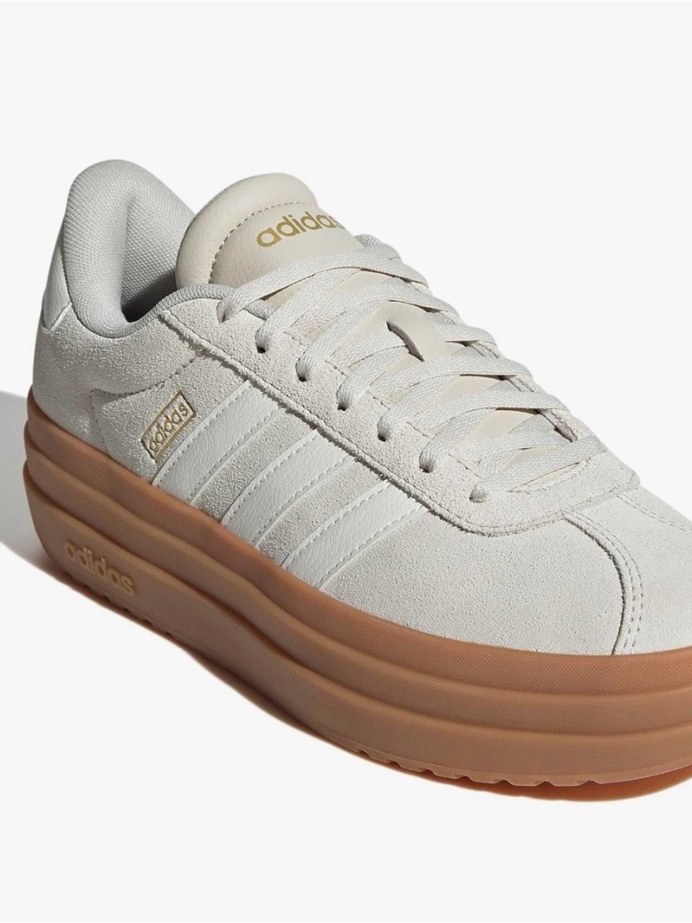 adidas Women Cream Suede Platform Sneaker with Gum Sole